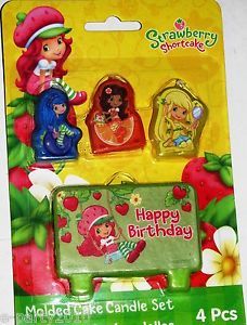 4 Strawberry Shortcake Cake Candle Set Birthday Party Supplies Decorations
