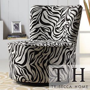 Tribecca Home Moda Black White Zebra Print Modern Round Swivel Chair