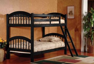 Black Finish Wood Arched Design Twin Size Convertible Bunk Bed Bunkbed New
