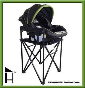 Travel Highchair Holds Infant Carrier Folds Like Camping Chair w Carry Sack