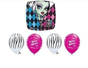 5pc Monster High Balloons Happy Birthday Zebra Latex Girl Party Supplies