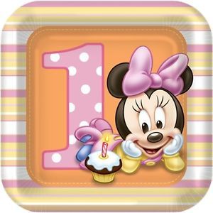 Minnie Mouse 1st Birthday Party Supplies Dessert Plates 8 Each