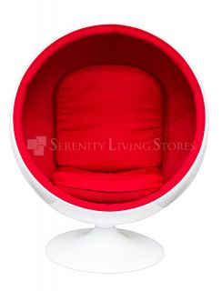 Ball Style Chair Fabric Red or Black Eero Aarnio Style Retro Chair