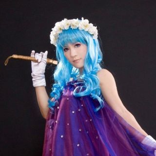 Sheryl Nome Macross Frontier Long 80cm Ice Blue Wavy Curly Cosplay Party Wig
