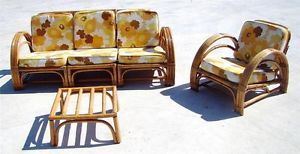 Paul Frankl Style Bamboo Sofa Chair Mid Century Modern Patio Garden Rattan Tiki