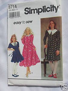 Simplicity Sew Pattern 8714 Girls Princess Formal Dress Flared Skirt AA 7 8 10
