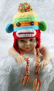 Newborn Baby Boy Girl Monkey Crochet Knit Hat Cap Photography Photo Prop K35