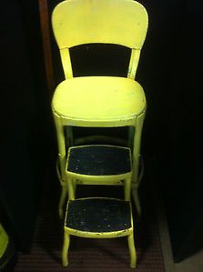 Vintage 1950's Yellow Cosco Kitchen Step Stool Chair
