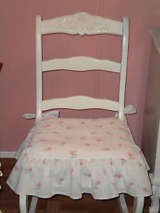 4 Shabby Chic Ruffled Dining Kitchen Chair Seat Cushions Simply Pretty