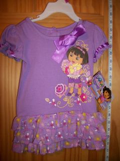 New Dora The Explorer Baby Clothes 12M Nickelodeon Infant Purple Ruffle Dress