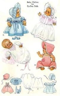 Vintage 20" DY Dee Baby Doll Clothes Pattern 713