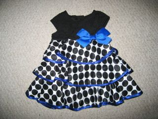 New "Royal Blue Dots" Satin Dress Girls 24M Spring Summer Baby Clothes Easter