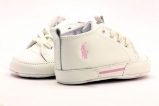 Polo Ralph Lauren Classic Pony Infant Girl's Leather White Pink Shoes