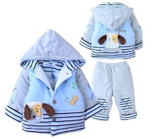 New Baby's 2pcs Set Boys Clothes Jacket Pants Winter Warm Cotton Padded Clothing