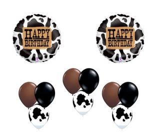 Holstein Cow Happy Birthday Western Farm Country Balloon Party Set Mylar Latex