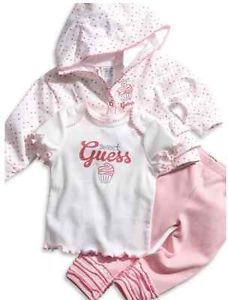 Guess Designer Baby Girl Clothes 3 Piece Set Outfit Pink Cupcake 6 Months