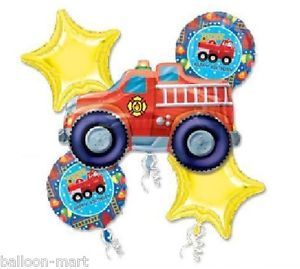 Fire Engine Happy Birthday Balloons Set Red Truck Party Supplies Decorations 1st