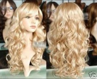 New Lady Sexy Long Wavy Curly Blonde Party Hair Wig 3