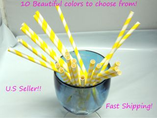 25 Colored Paper Party Straws Birthdays Weddings Showers 10 Assorted Colors
