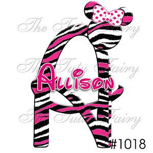 Minnie Mouse Pink Zebra Stripes Personalized Name Shirt Baby Toddler Girl Tshirt