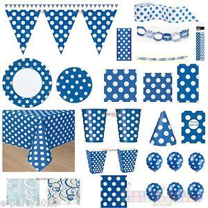 Blue White Polka Dots Birthday Party Shower Supplies Pick 1 or Create Set