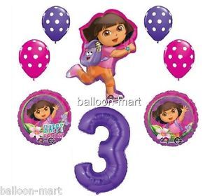 Dora The Explorer Pink Purple 3rd Birthday Party Supplies Balloons Third Three
