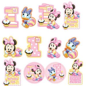 Disney Minnie Mouse 1st Birthday Cutouts 12 PC Party Supplies Decorations