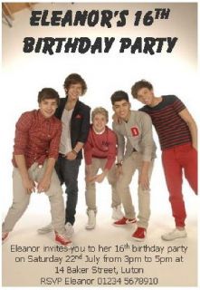 10 One Direction Personalised Party Invites