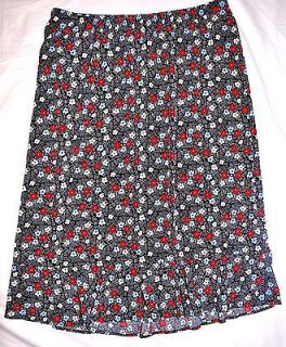 Navy Blue CJ Banks Floral Elastic Waist Skirt Plus Size 1x 16 18W