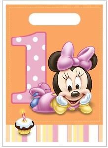 Disney Minnie Mouse 1st Birthday 8 Favor Loot Bags Treat Sacks Party Supplies