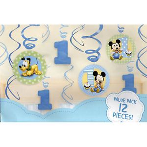 Disney Mickey Mouse 1st Birthday Swirl Cutouts 12 Party Supplies Decorations