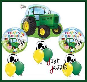 Toy Tractor John Deere Farm Animal Cow Happy Birthday Party Mylar Latex Set