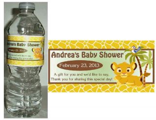 20 Lion King Baby Simba Baby Shower Water Bottle Labels