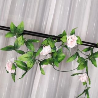 2pcs Artificial Pale Pink Silk Rose Flower Garland Vine Wedding Garden Decor New