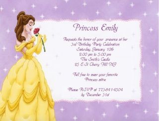 10 Princess Belle Birthday Party Invitations or Thank You Cards