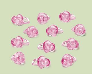 Amscan Pink Baby Girl Pacifiers 24 Pkg Shower Favors Charms Plastic 382340