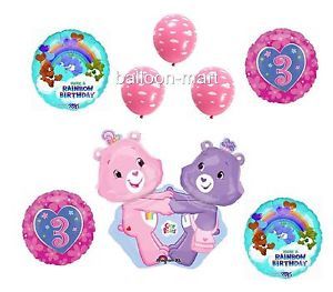 Care Bears Birthday Party Balloons Set 3rd Third Decorations Girls Pink Clouds X
