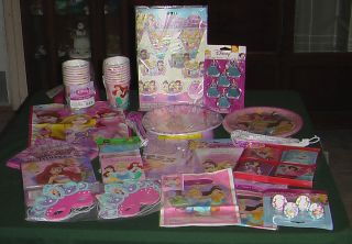 New Disney Princess Crown 21 Piece Birthday Party Decorations Kit for 16 Guests