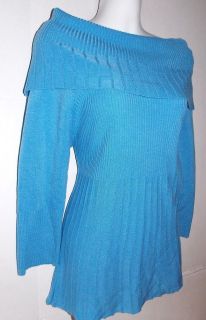 Stephanie Rogers Size M Beyond Soft Baby Blue Off Shoulder Sweater