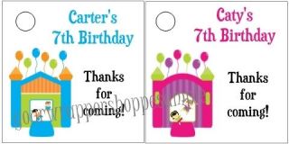 Personalized Bounce House Birthday Favor Bag Tags Unique Party Supplies