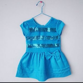 Brand New Baby Girl 3 24 Months Beautiful Blue Embroidered Dress with Bow