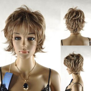 New Women Lady Cosplay Party Curly Hair Full Wig Short Blonde Brown Fancy Dress