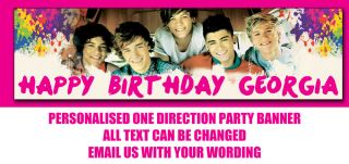 Personalised Birthday Banner One Direction Boy Band 2 Sizes Available
