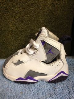 Nike Air Jordan True Flight Flint Girls Boys White Grey Purple Shoes Size 3 C