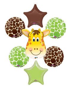 Giraffe Baby Shower Safari Jungle Lime Green Brown Balloon Party Supply Set