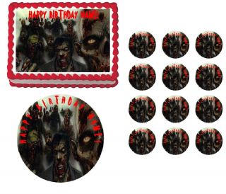 Zombies Walking Dead Zombies Party Edible Cake Topper Frosting Sheet All Sizes