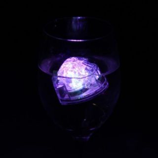 12 Heart Color Flashing Floating LED Light Water Cube Lamp Wedding Party Decor