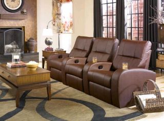 Seatcraft Vader Home Theater Seating 3 Chairs Brown Seats Manual Recliners