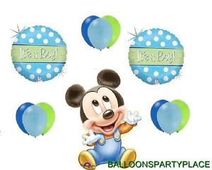 12pc Baby Mickey Mouse Balloons Set Shower It's A Boy Party Supplies Disney Blue