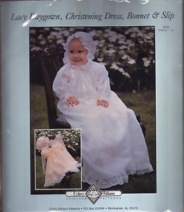 Vtg Chery Williams Lacy Daygown Christening Dress Bonnet Slip Pattern Premie 1YR